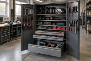 découvrez quelle armoire choisir pour ranger votre outillage industriel et électroportatif : critères de sélection, capacité, sécurité et organisation.
